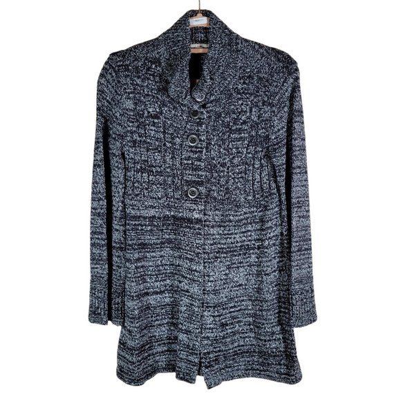 Style & Co Black White Knit Button Cardigan Long Sleeve Sweater Women Size S - Picture 1 of 10